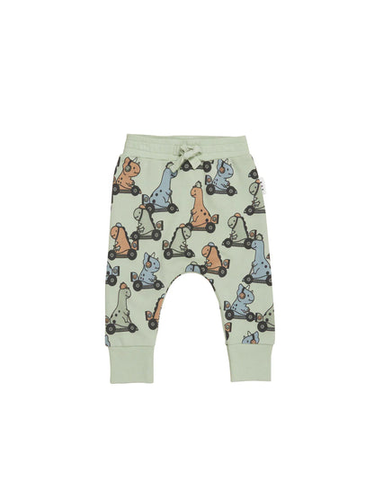 Huxbaby Dino Racer Drop Crutch Pant | Thyme