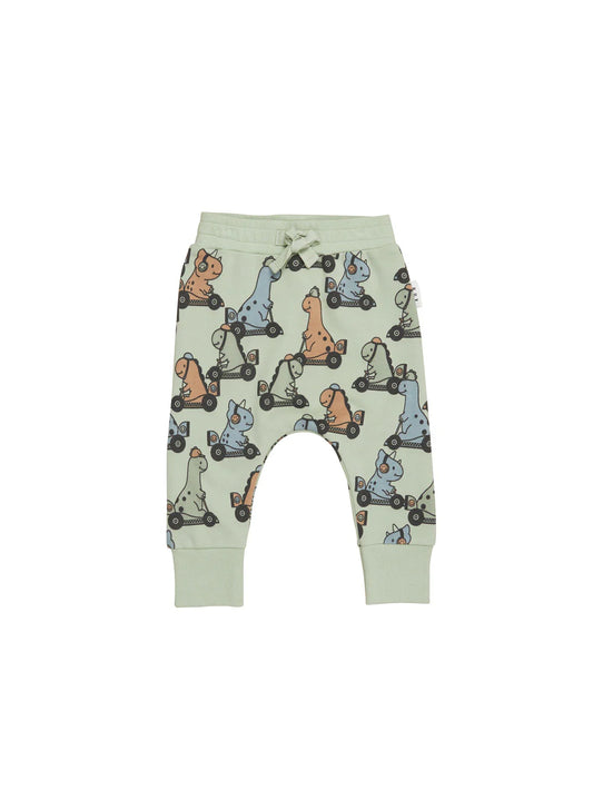 Huxbaby Dino Racer Drop Crutch Pant | Thyme