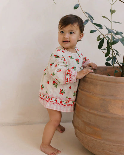 Poppy Romper - Strawberries and Cream