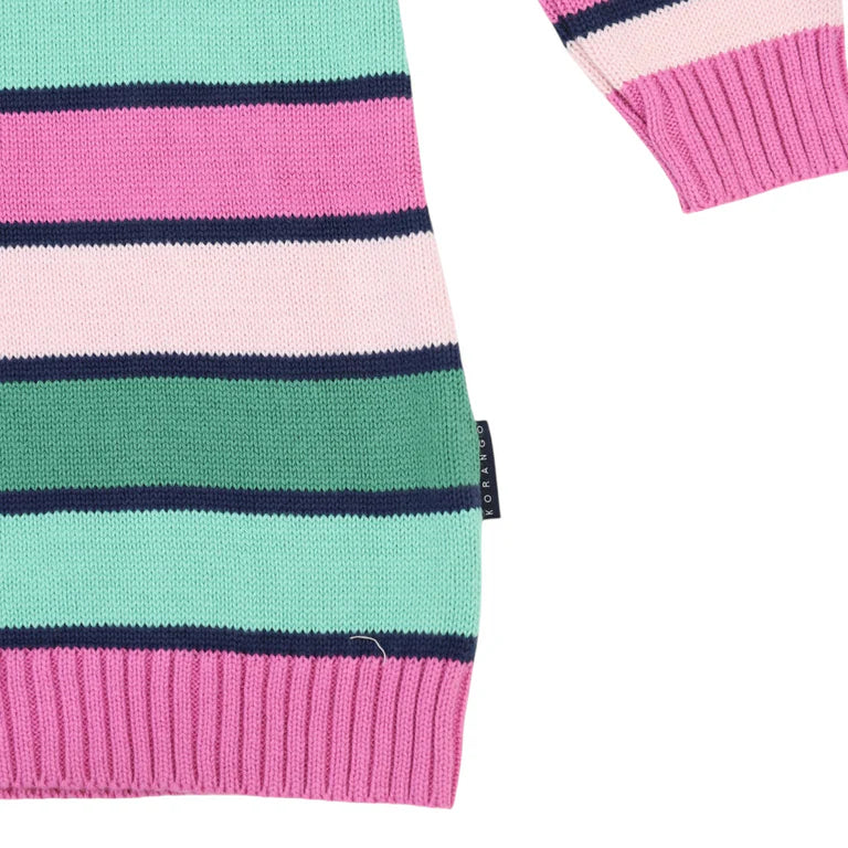 Korango A-line Striped Knit Dress - Green