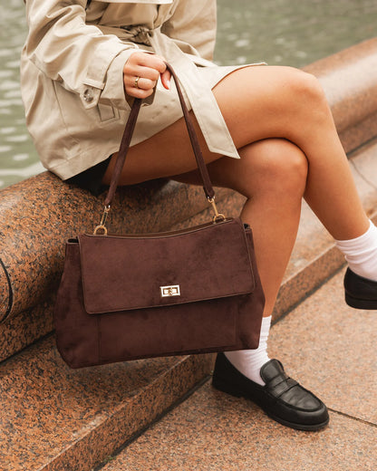 Louenhide Arden Suedette Shoulder Bag - Chocolate