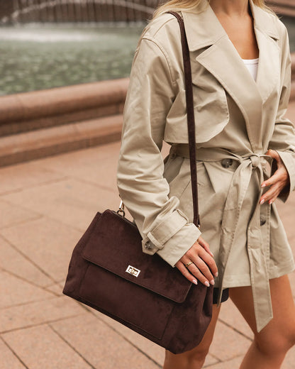 Louenhide Arden Suedette Shoulder Bag - Chocolate