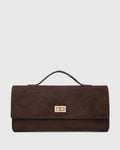 Louenhide Delaney Suedette Clutch - Chocolate