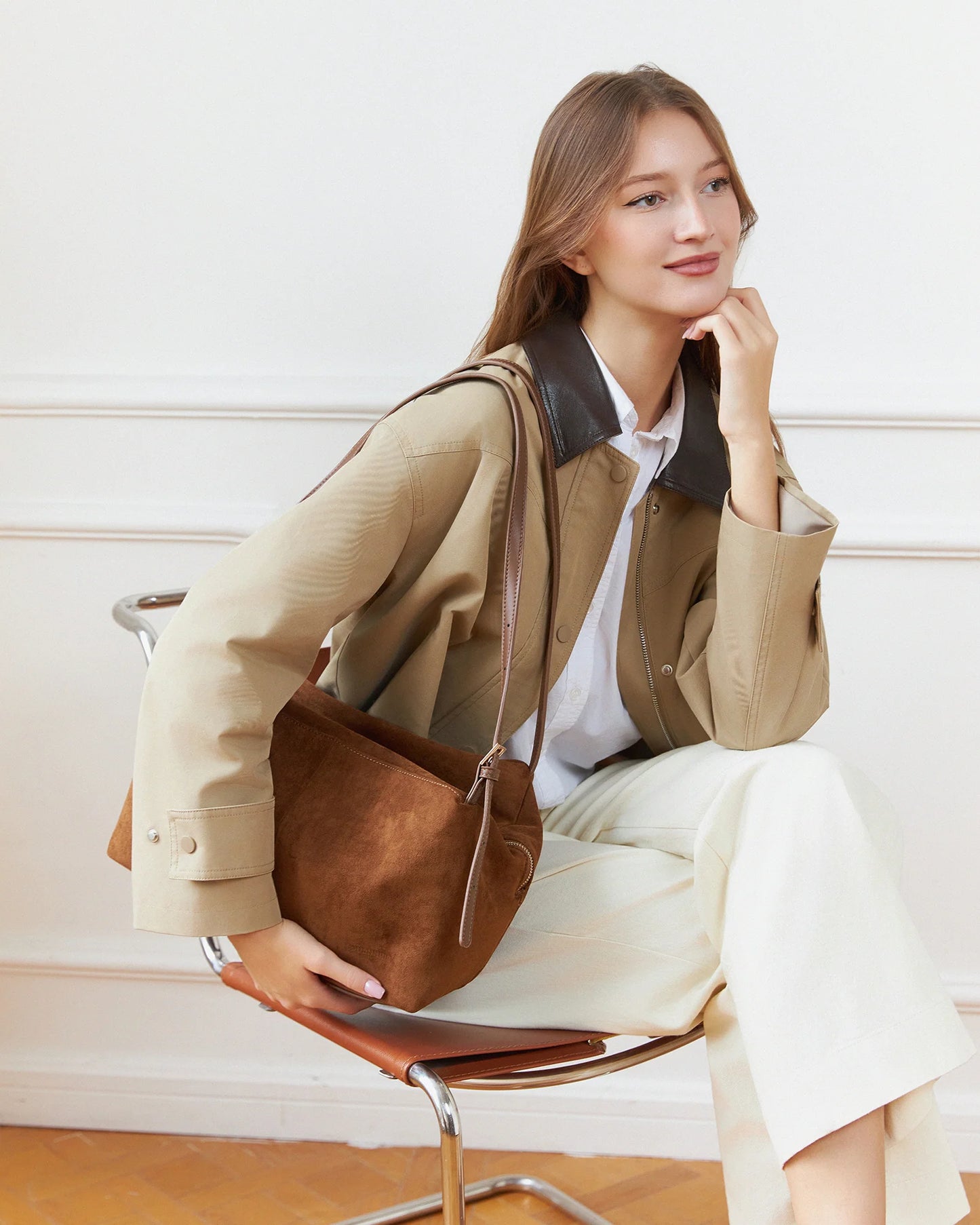 Louenhide Marissa Suedette Shoulder Bag - Cognac