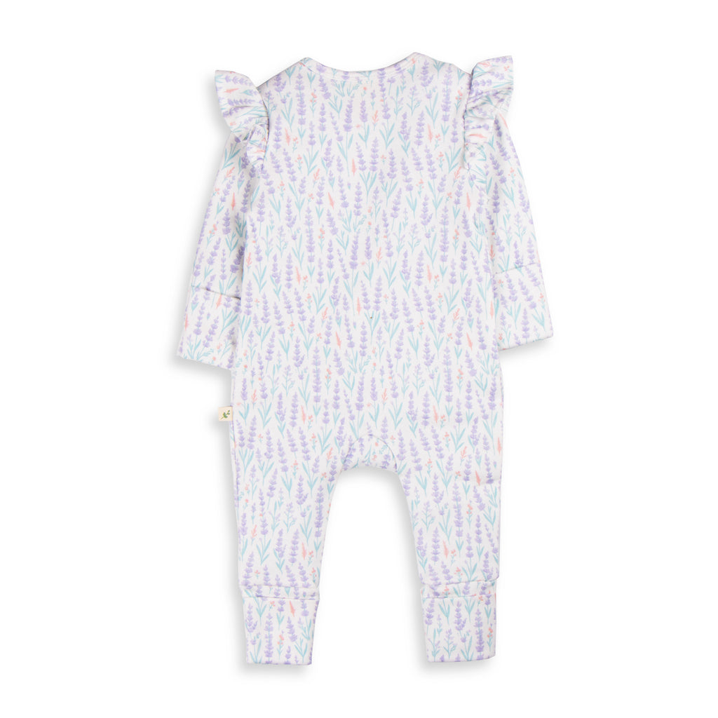 Tiny Twig Lavender Stripe Long Sleeve Zipsuit