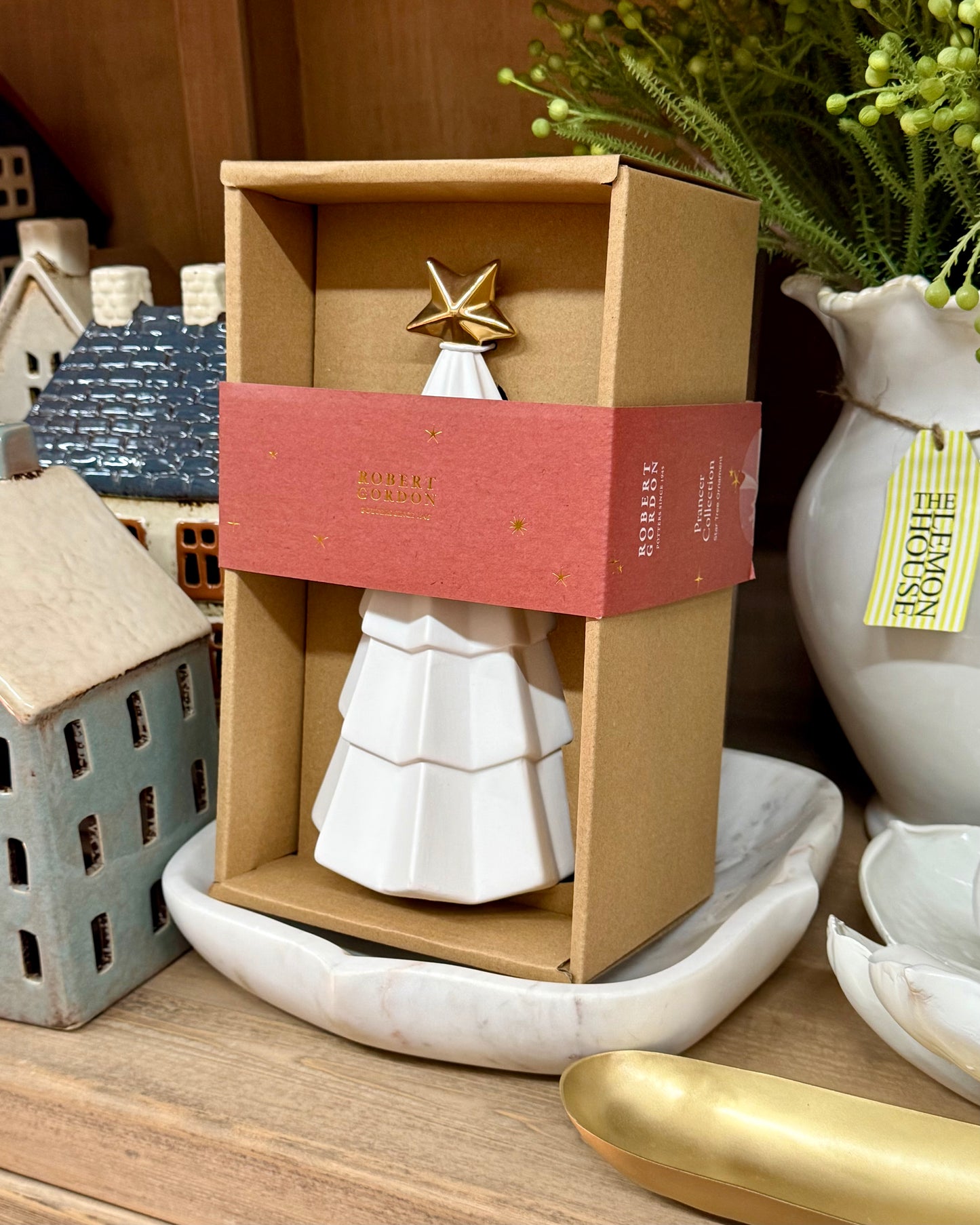 Ceramic Christmas Tree with Gold Heart