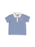 Navy Stripe Logo Polo Top