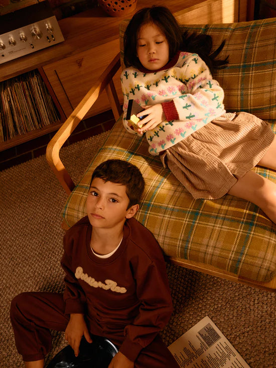 Goldie + Ace Comfy Chestnut Embroidered Sweater