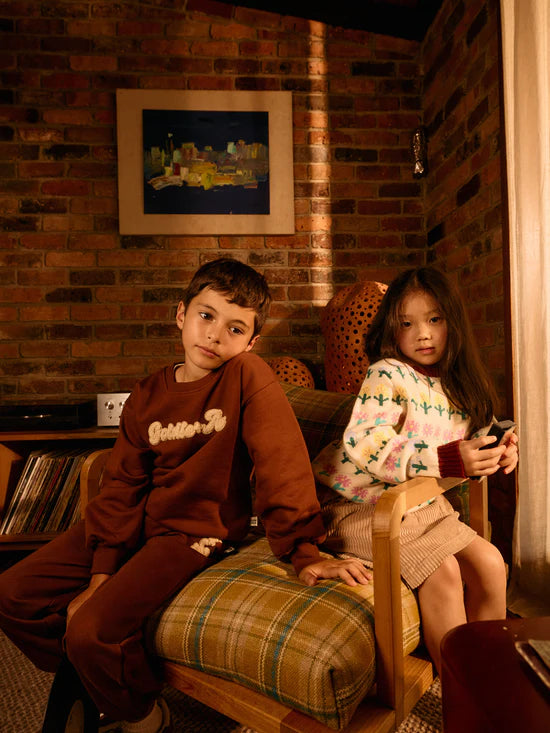 Goldie + Ace Comfy Chestnut Embroidered Sweater