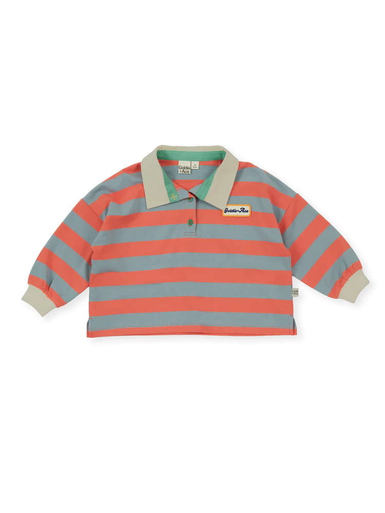 Goldie + Ace Rugby Stripe Terry Sweat Top Orange