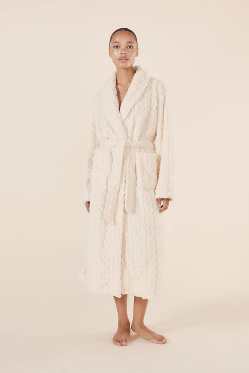 Gabriella Plush Long Robe | Ivory