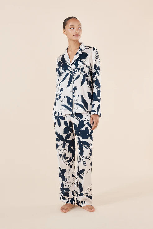 Ivy Silky Satin PJ Set | Navy