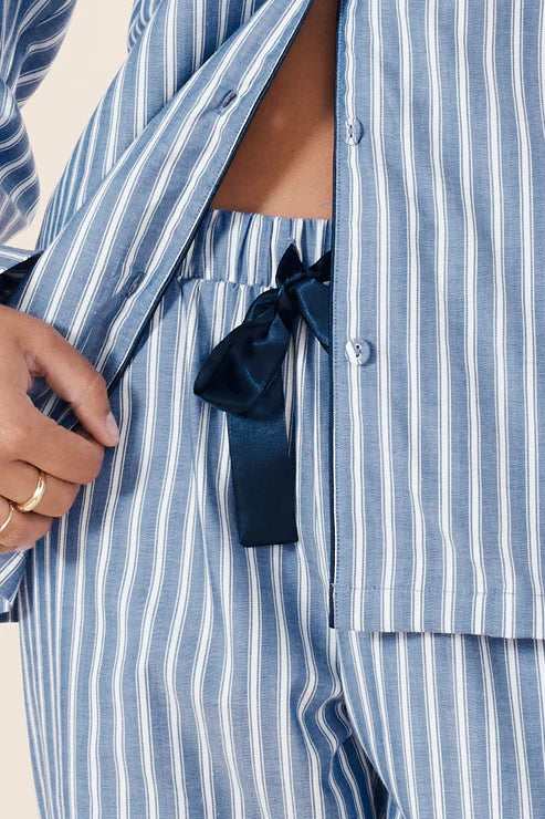 Gingerlilly Octavia Cotton Stripe PJ Set | Blue