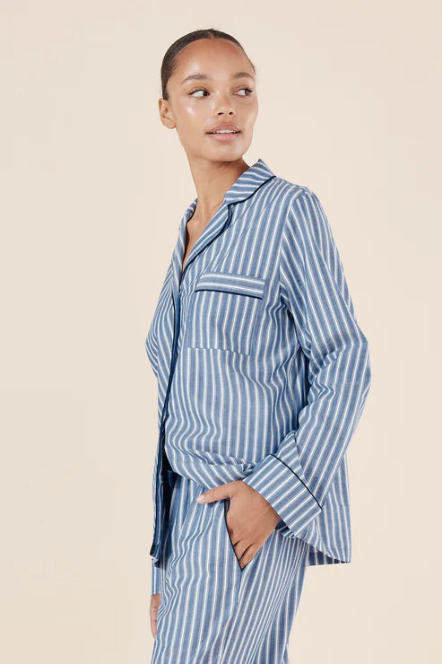 Gingerlilly Octavia Cotton Stripe PJ Set | Blue