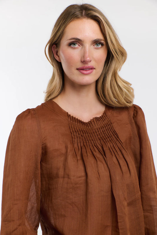 Ariel Pintuck Blouse - Brandy