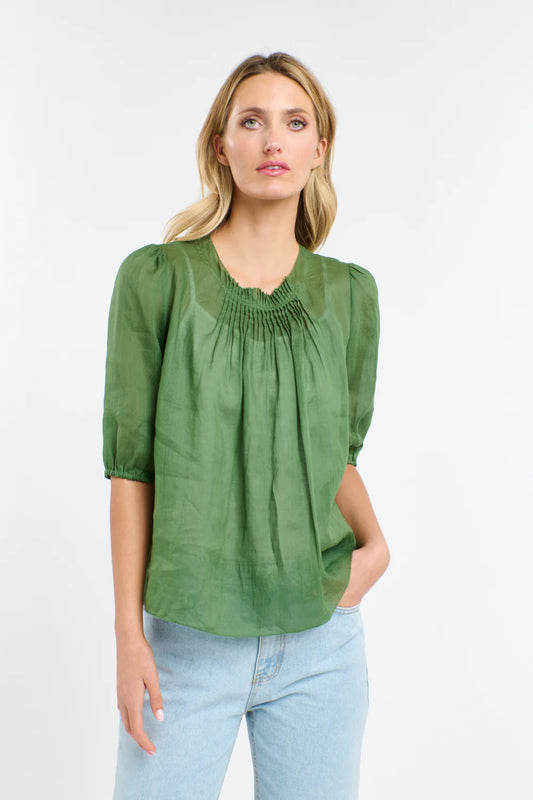 Ariel Pintuck Top - Kelly Green