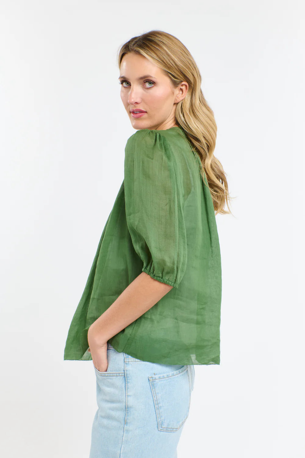 Ariel Pintuck Top - Kelly Green