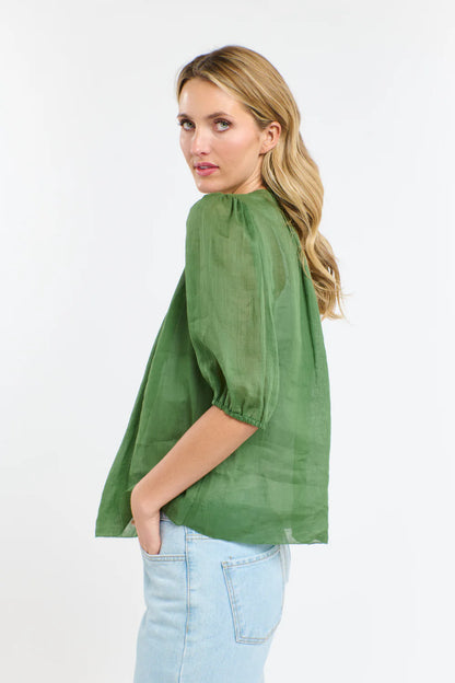 Ariel Pintuck Top - Kelly Green