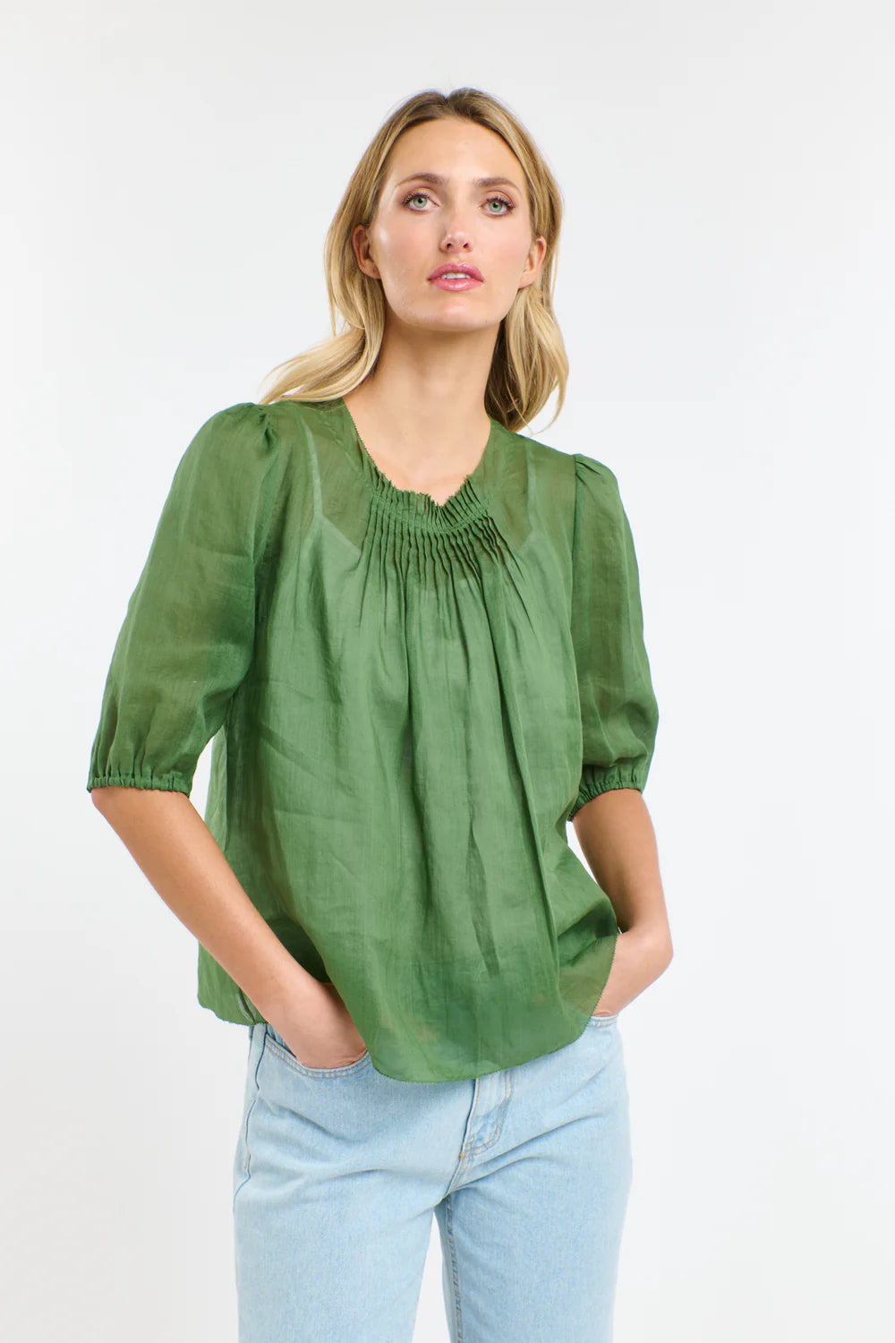 Ariel Pintuck Top - Kelly Green