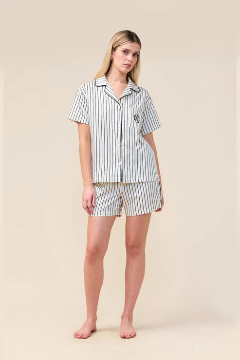 Gingerlilly Poppy Stripe Short PJ Set - Ecru