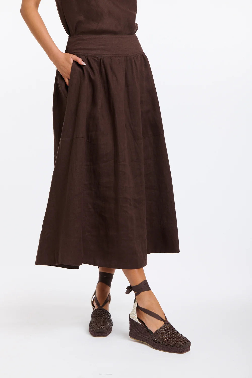 Marion Chocolate Linen Skirt