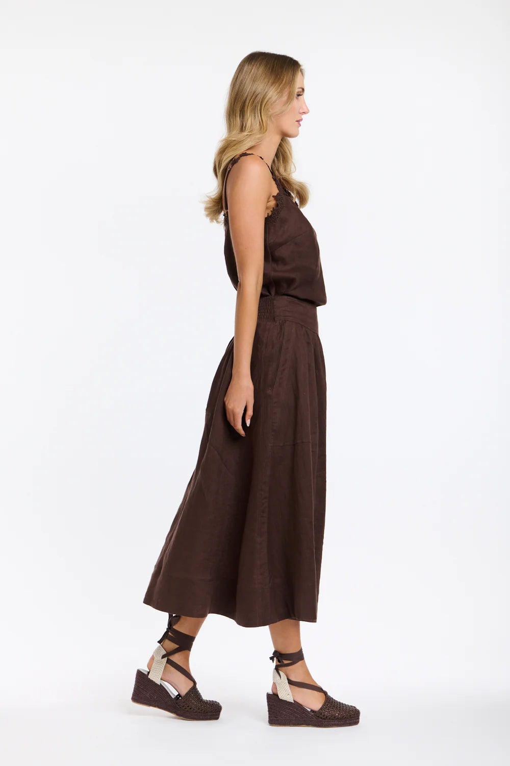 Marion Chocolate Linen Skirt