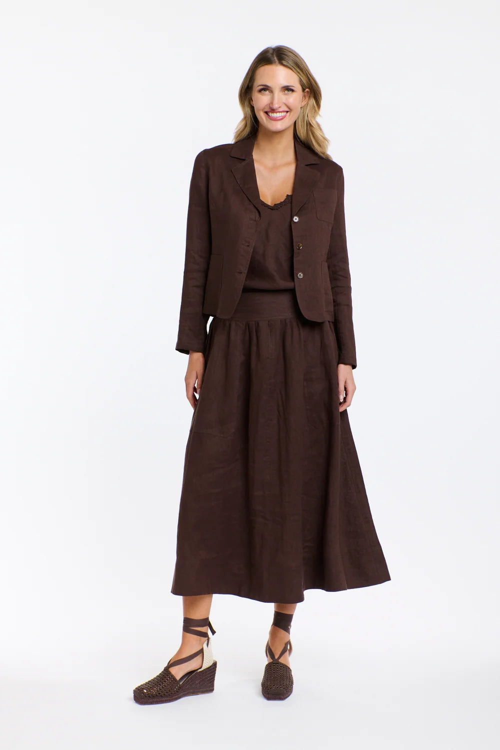 Marion Chocolate Linen Skirt