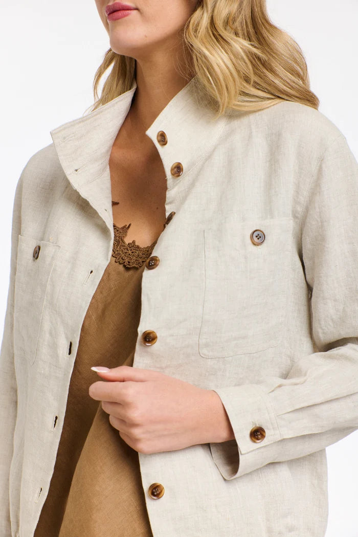 Rowan Natural Linen Bomber Jacket