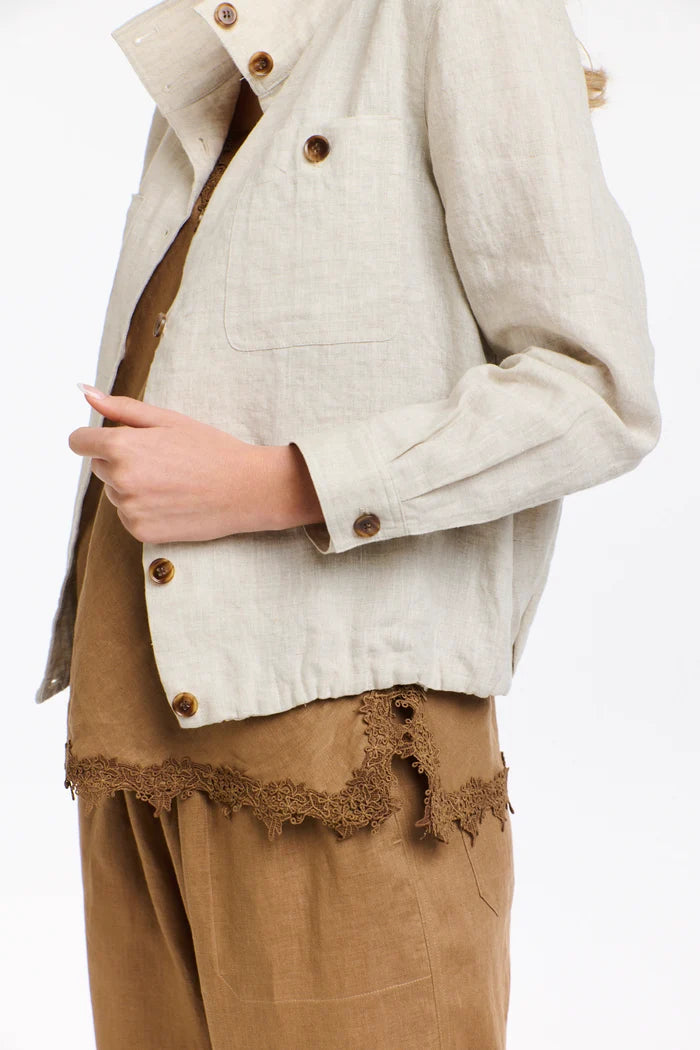 Rowan Natural Linen Bomber Jacket