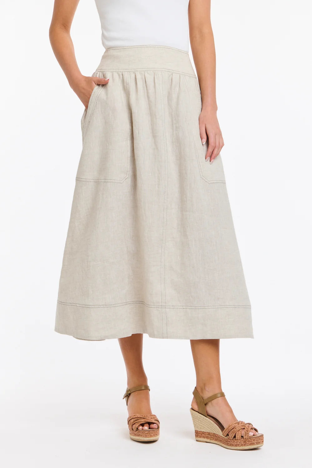 Marion Natural Linen Skirt