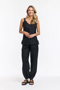 Leni Cuffed Linen Pants - Black