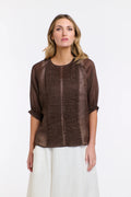 Tilly Pleat Top - Chocolate