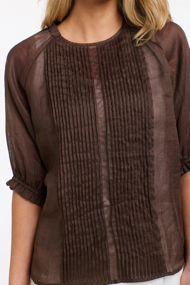 Tilly Pleat Top - Chocolate