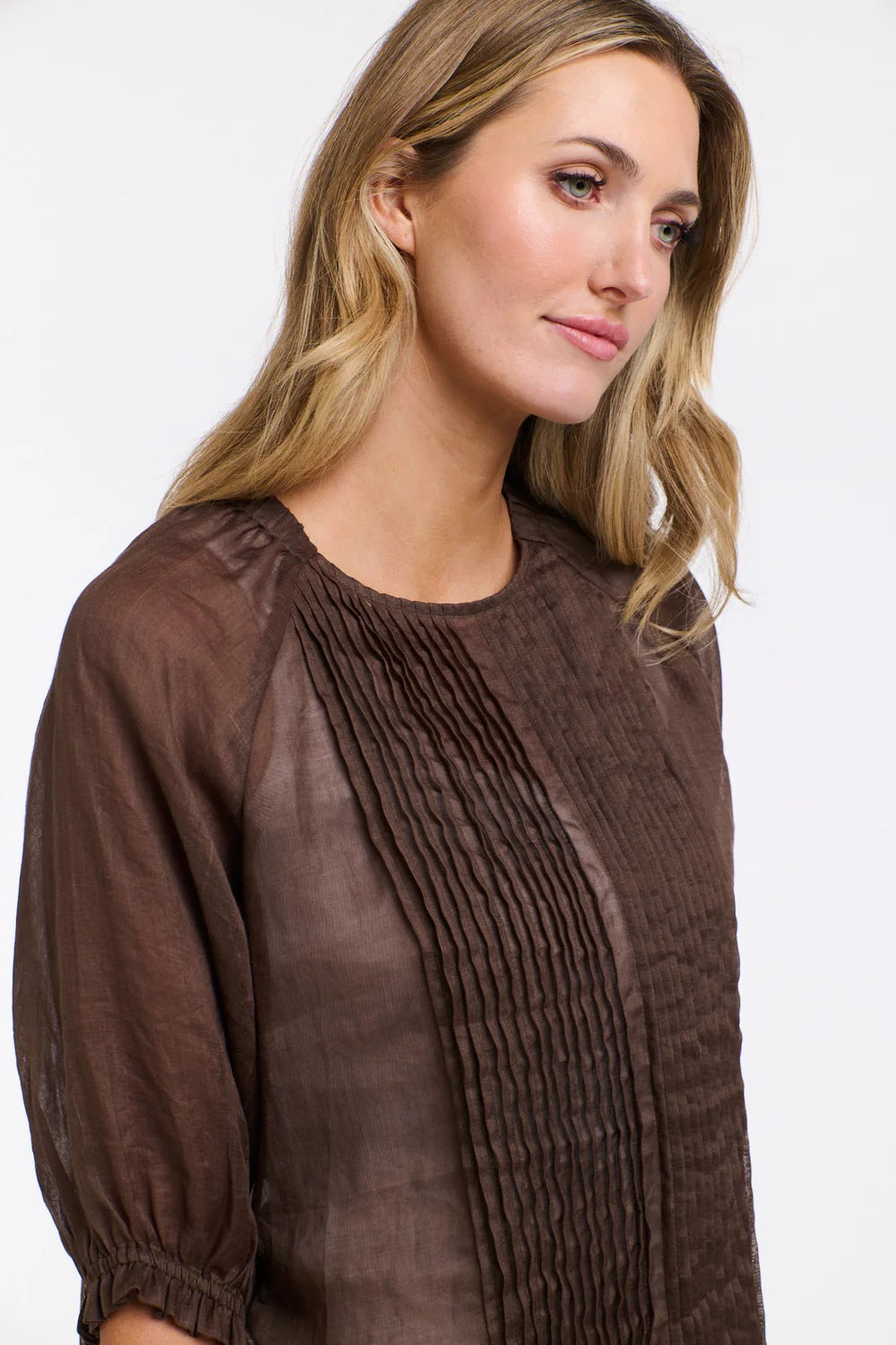 Tilly Pleat Top - Chocolate