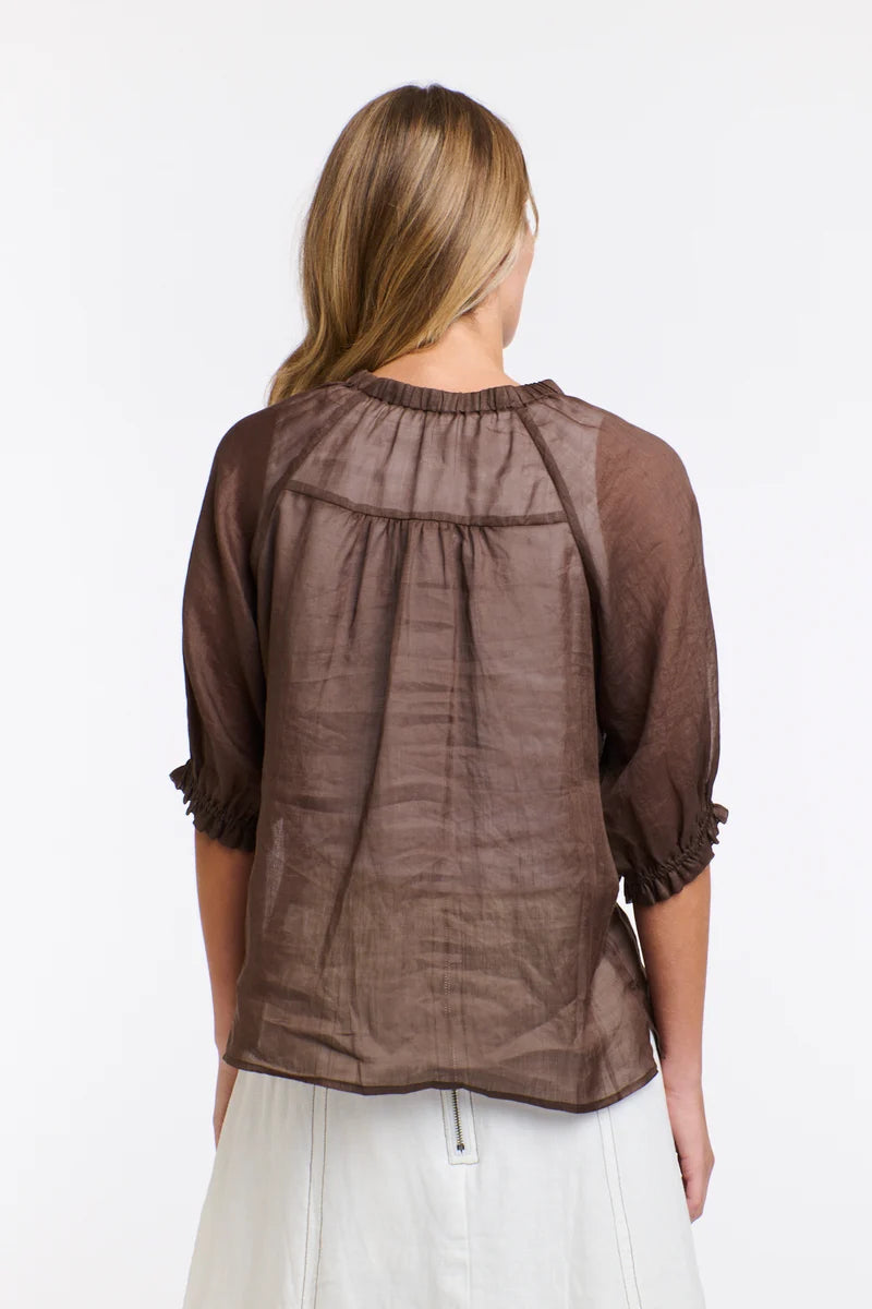 Tilly Pleat Top - Chocolate