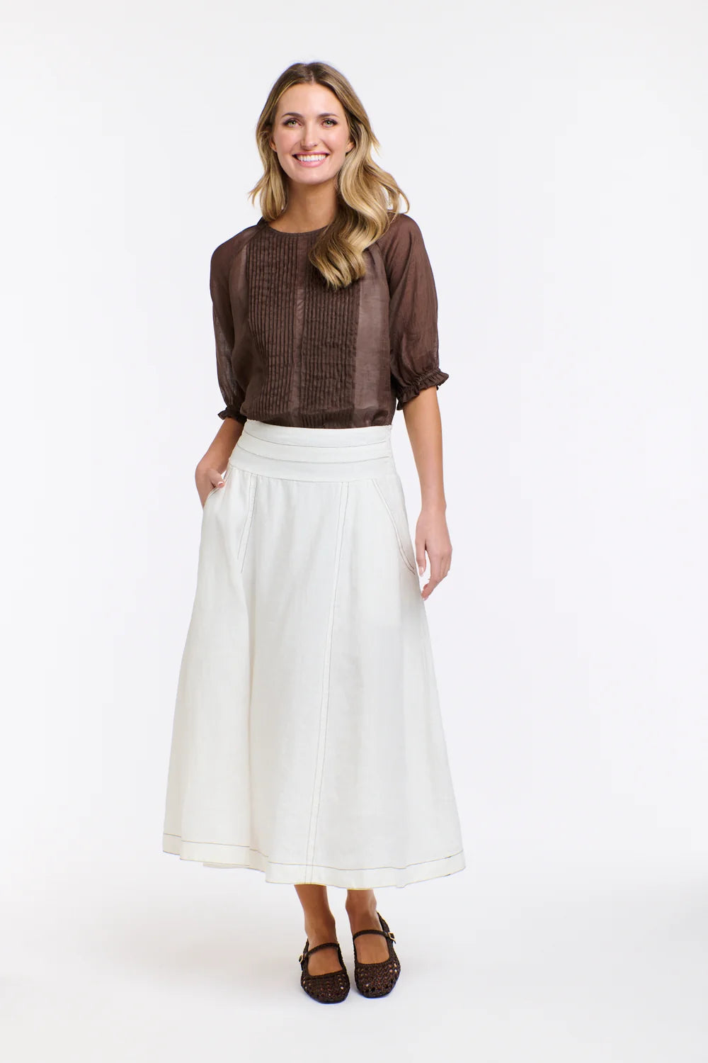 Tilly Pleat Top - Chocolate