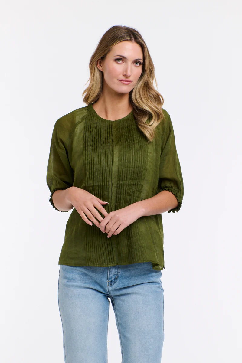 Tilly Pleat Top - Moss Green