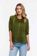 Tilly Pleat Top - Moss Green