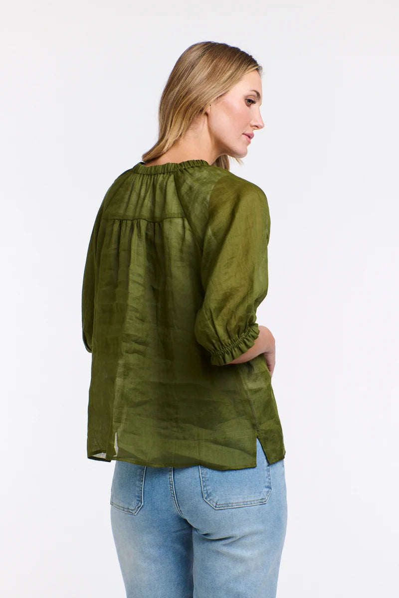 Tilly Pleat Top - Moss Green