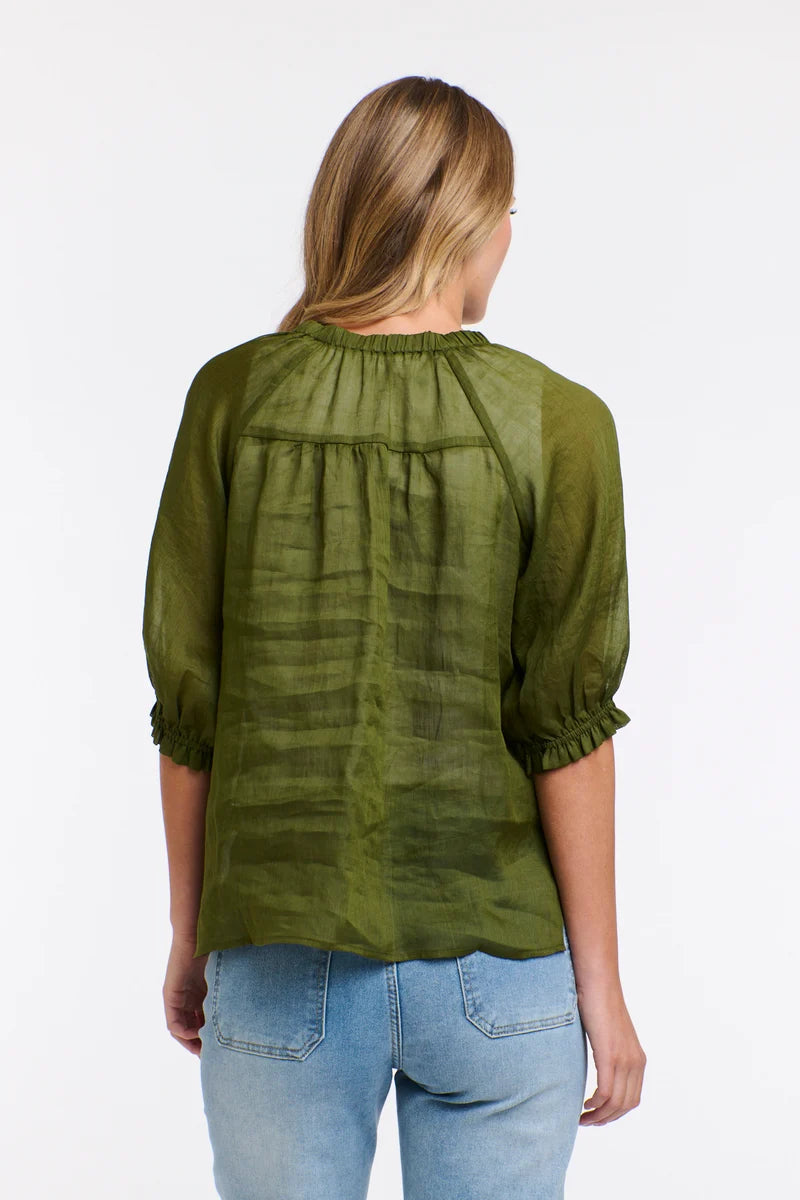 Tilly Pleat Top - Moss Green