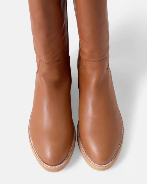 Walnut Camile Leather Boot - Caramel