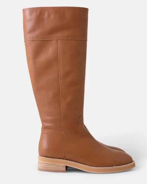 Walnut Camile Leather Boot - Caramel