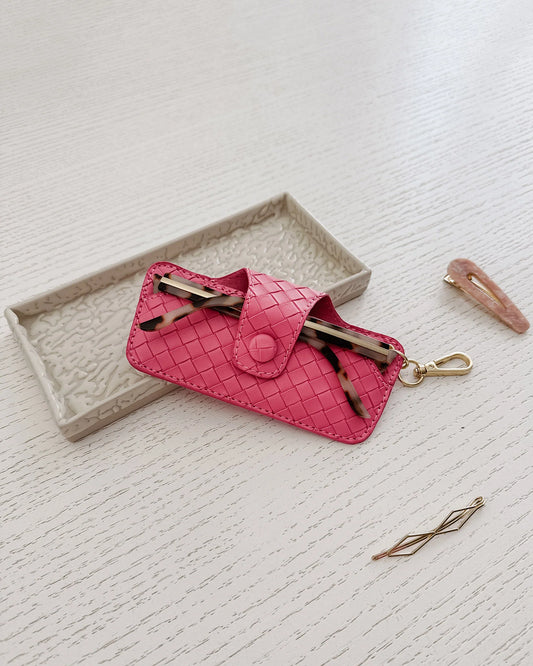 Louenhide Skittle Sunglass Case - Woven Hot Pink