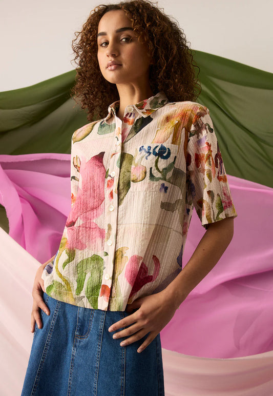 Nancybird Summer Shirt - Watercolour Collage