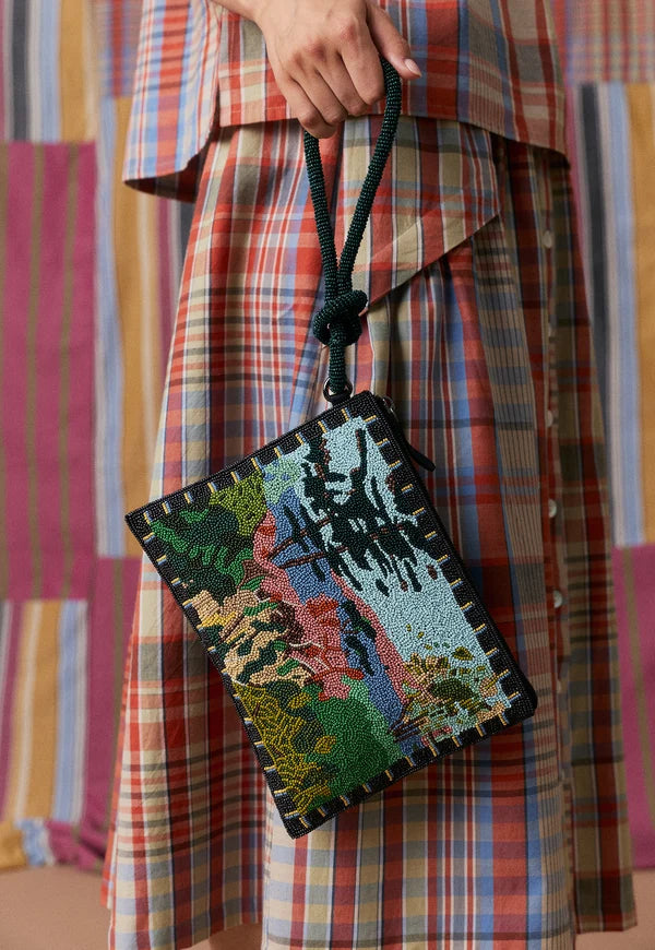 Nancybird Beaded Line Clutch - Palisades Print