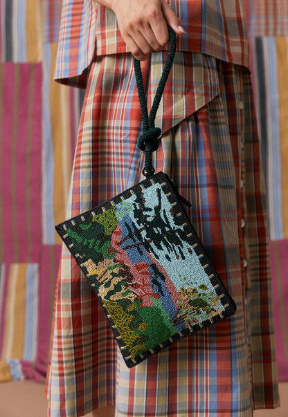 Nancybird Beaded Line Clutch - Palisades Print