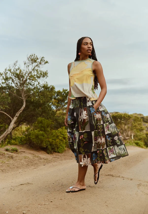 Nancybird Alma Yoke Skirt - Charcoal Archive Floral