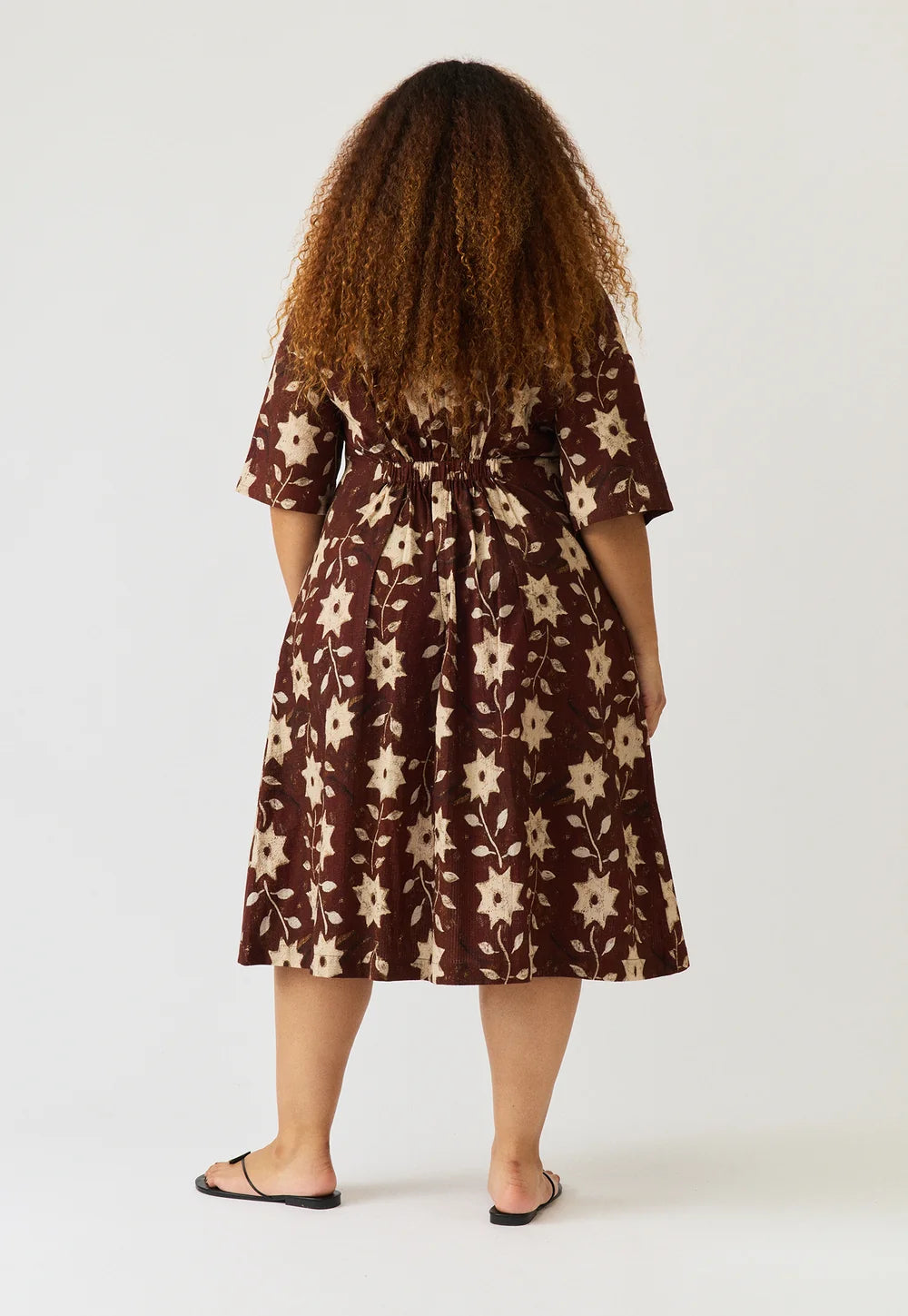 Nancybird Paloma Short Sleeve Dress - Ochre Flower
