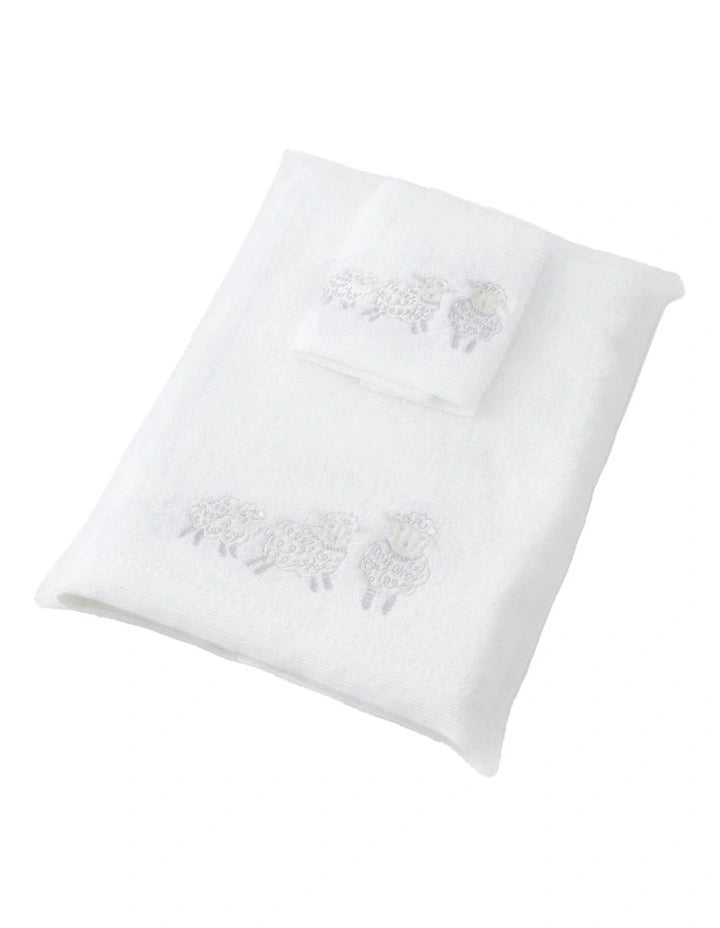 Jiggle & Giggle Sheep Family Baby Bath Towel & Washer Set