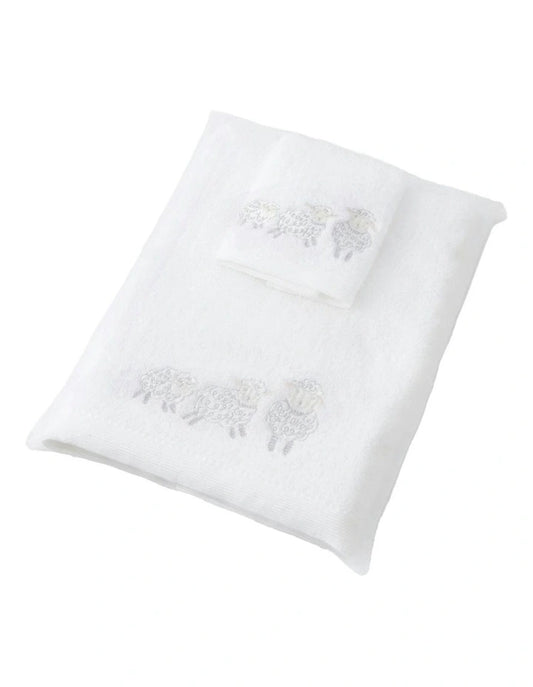 Sheep Family Baby Bath Towel & Washer Set